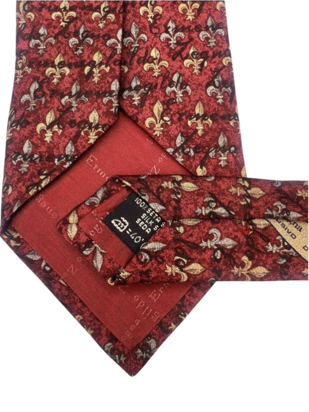 Ermenegildo Zegna Men’s Red Floral Geometric Silk Tie Made In Italy Luxury 3.75” - Picture 4 of 4